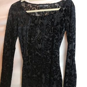 Betsey Johnson Long Sleeve Velvet & Sheer Top - S